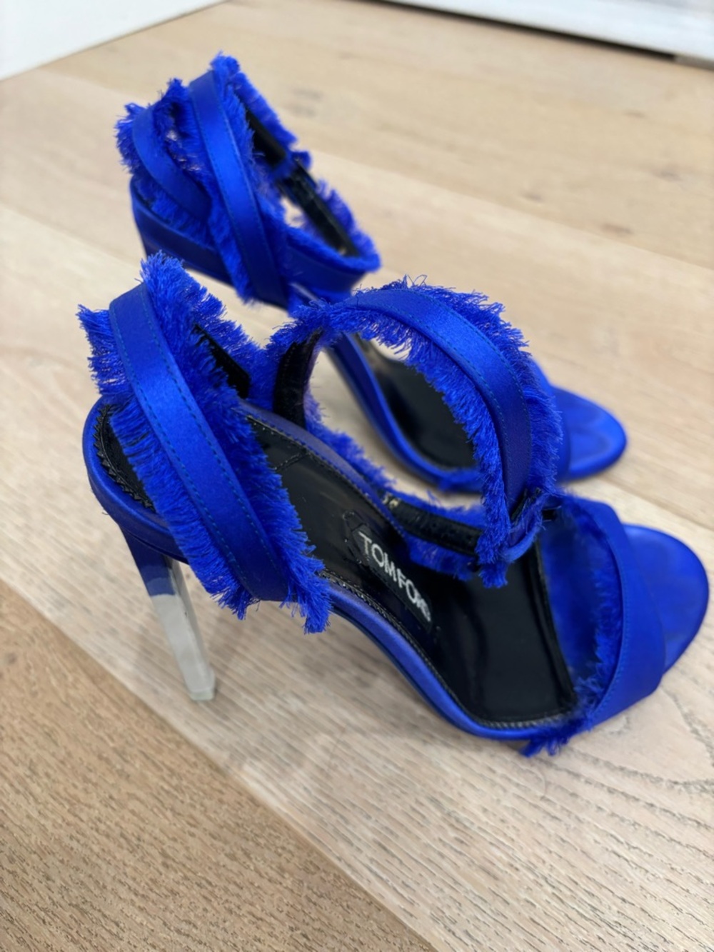 Tom Ford Satin Blue and white Heeled Sandals size 38. - Picture 5 of 12